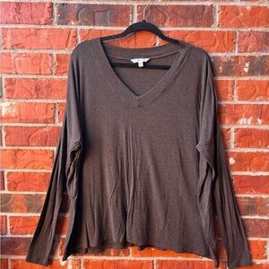 CAbi #569 Womens Medium Brown Boyfriend Slouchy Vneck Long Sleeve Shirt